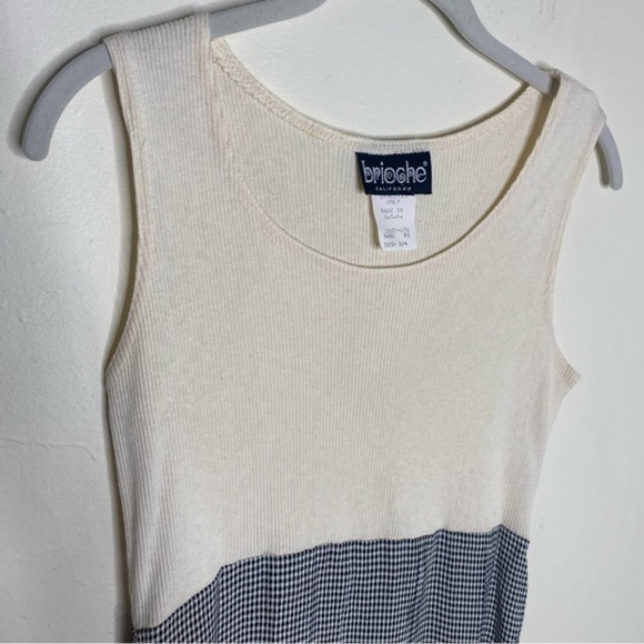 Vintage‎ Brioche Knit & Checkered Lightweight Midi Dress Sleeveless - Picture 3 of 12